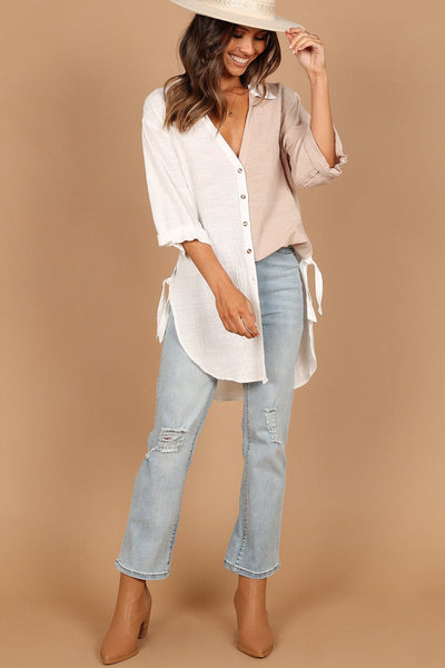 Solid Cotton And Linen Button Three-quarter Sleeves Coat featuring coats styling with practical layering, balanced movement, and everyday versatility.