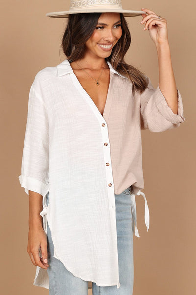 Solid Cotton And Linen Button Three-quarter Sleeves Coat featuring coats styling with practical layering, balanced movement, and everyday versatility.