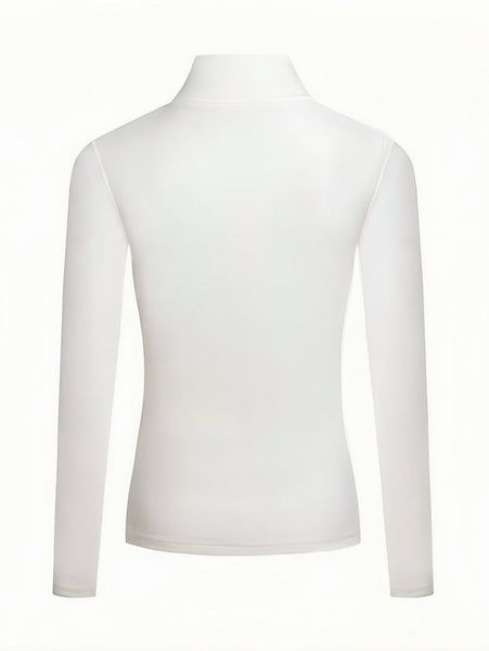 Women's Sophisticated Chocolate Mock Neck Knit Top with Wrap Collar