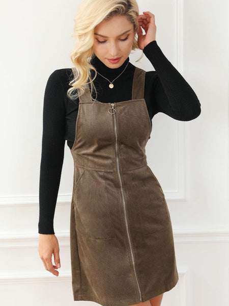Solid Home Service Loose Short Dress With Pocket - Bare - A-Line - Square - Tube