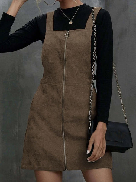 Solid Home Service Loose Short Dress With Pocket - Bare - A-Line - Square - Tube