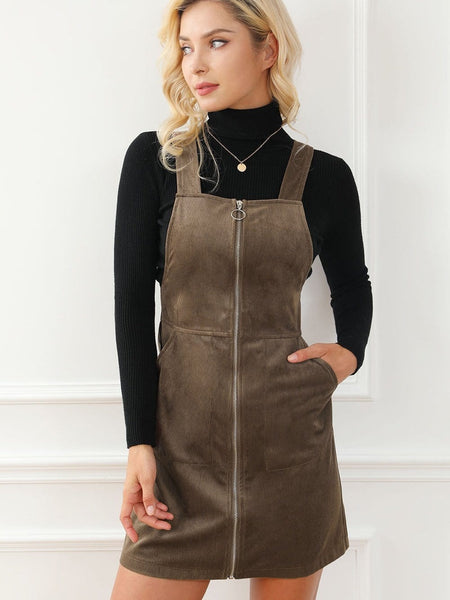 Solid Home Service Loose Short Dress With Pocket - Bare - A-Line - Square - Tube