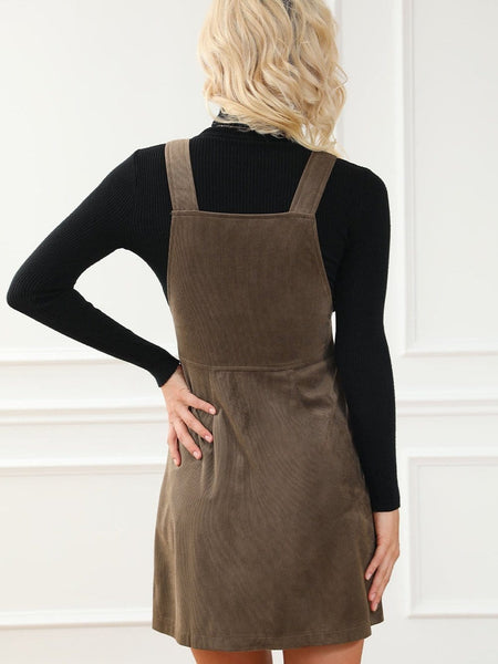 Solid Home Service Loose Short Dress With Pocket - Bare - A-Line - Square - Tube