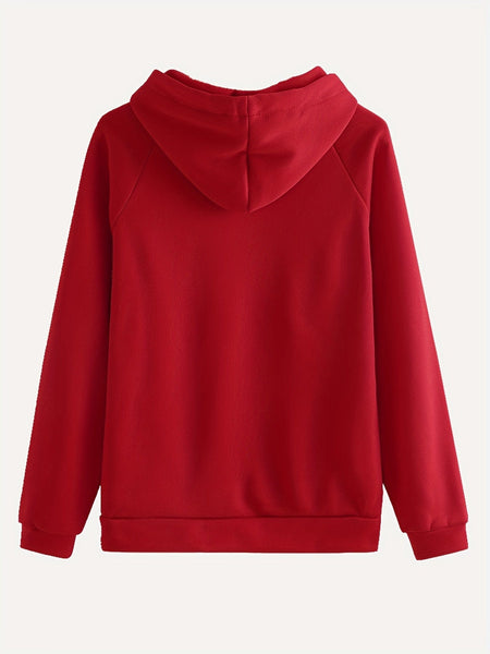 Solid Kangaroo Pocket Hoodie & Drawstring Pants Two-Piece Set