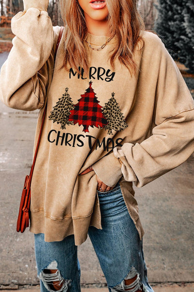 Women's Merry Christmas Buffalo Plaid Bishop Sleeve Sweater Dress made for easy styling and wardrobe coordination, with premium-like structure and