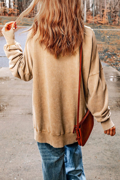 Women's Mineral Wash Relaxed Pullover with Exposed Seams made for easy styling and wardrobe coordination, with premium-like structure and finish.