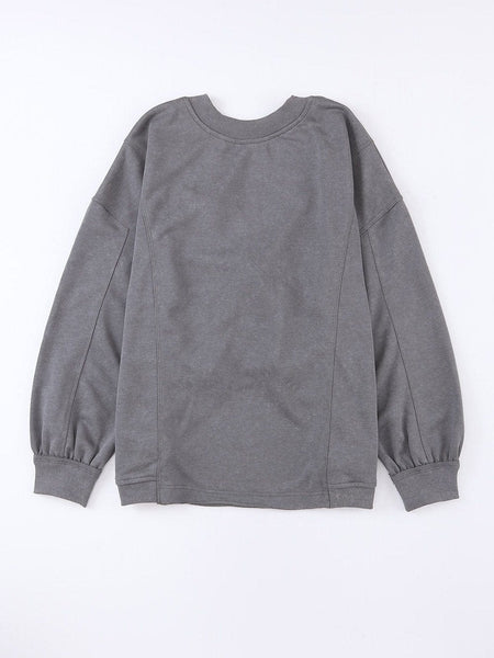 Solid Knit Off-Shoulder Sweater with Bishop Sleeves