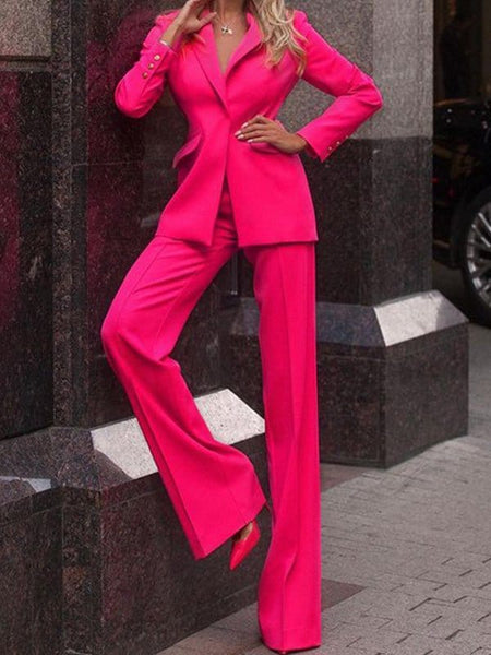 Tailored Peak Lapel Blazer and Wide-Leg Trouser Set with practical styling and dependable silhouette control.