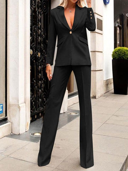 Tailored Peak Lapel Blazer and Wide-Leg Trouser Set with practical styling and dependable silhouette control.