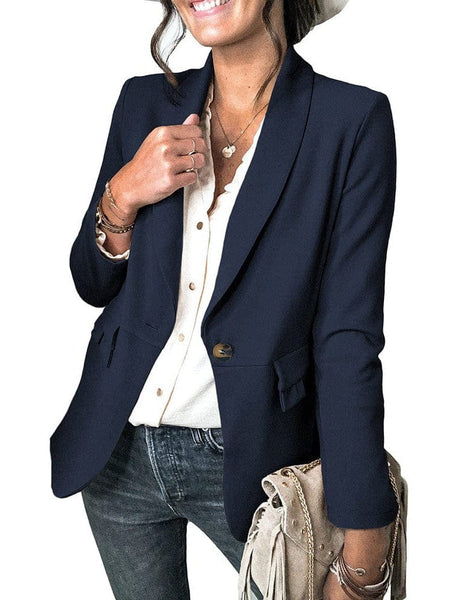 Women's Tailored Notch Lapel Single-Button Professional Blazer