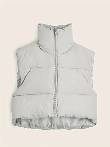 Women's Solid Lightweight Thermal Layer Sleeveless Zip-Up Vest Coat