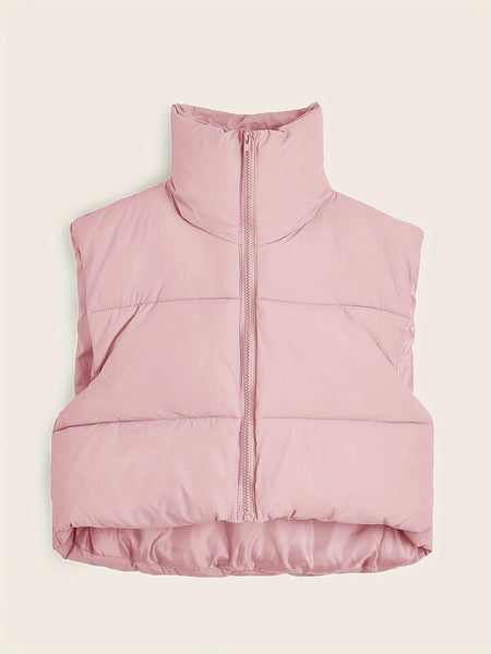 Women's Solid Lightweight Thermal Layer Sleeveless Zip-Up Vest Coat