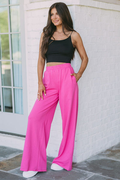 Solid Long Sleeve Crop Top & Trousers Two-Piece Suit