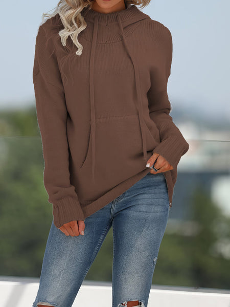 Loose-fitting Knit Hooded Sweater