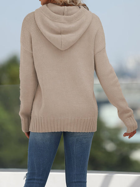Loose-fitting Knit Hooded Sweater