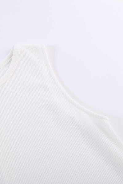 Solid Round Neck Sleeveless Top Vest