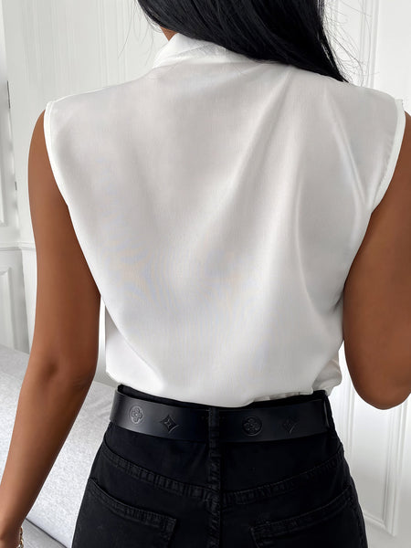 Women's Solid V-Neck Sleeveless Chiffon Blouse