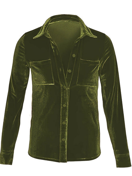 Solid Versatile Button Dual Pockets Long Sleeve T-Shirt