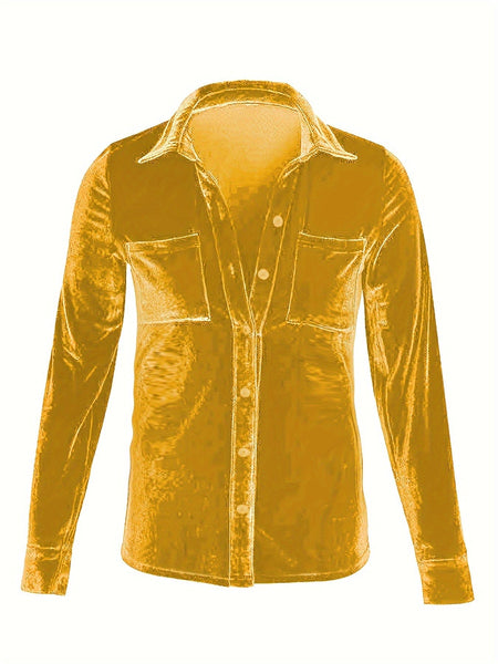 Solid Versatile Button Dual Pockets Long Sleeve T-Shirt