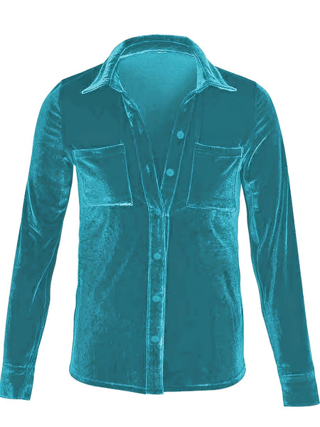 Solid Versatile Button Dual Pockets Long Sleeve T-Shirt