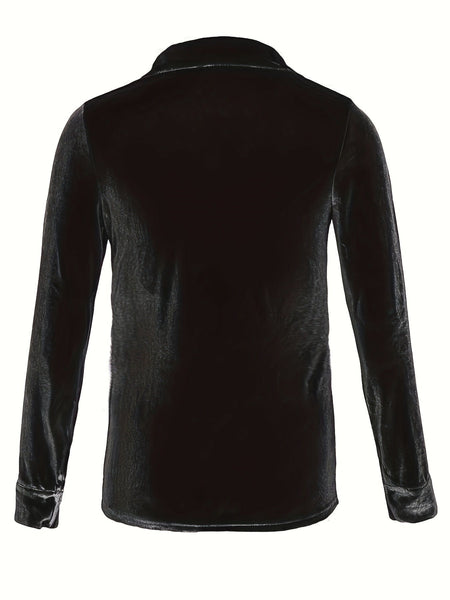 Solid Versatile Button Dual Pockets Long Sleeve T-Shirt