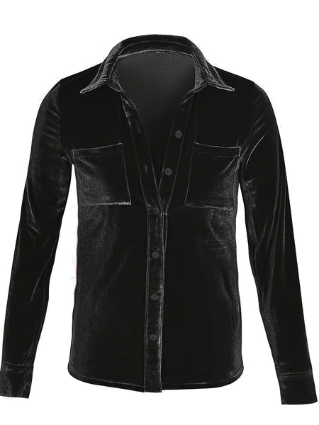 Solid Versatile Button Dual Pockets Long Sleeve T-Shirt