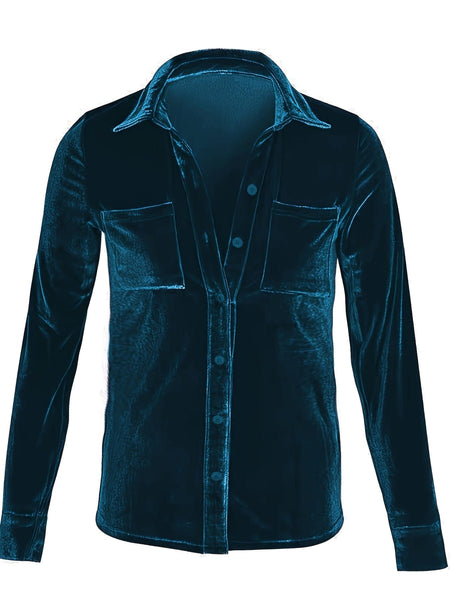Solid Versatile Button Dual Pockets Long Sleeve T-Shirt