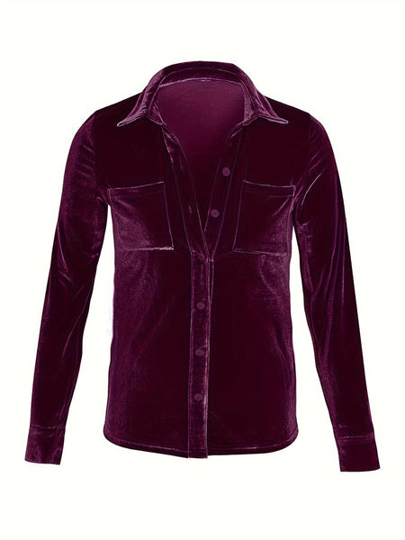 Solid Versatile Button Dual Pockets Long Sleeve T-Shirt