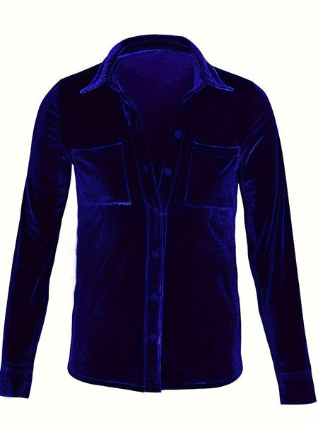 Solid Versatile Button Dual Pockets Long Sleeve T-Shirt