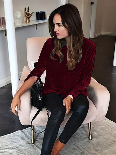Solid Versatile Button Dual Pockets Long Sleeve T-Shirt