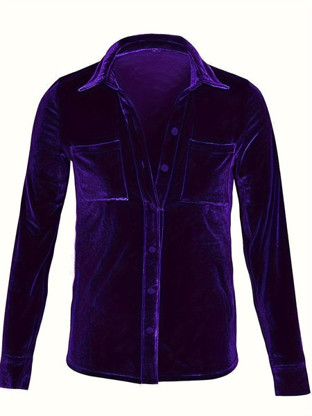 Solid Versatile Button Dual Pockets Long Sleeve T-Shirt