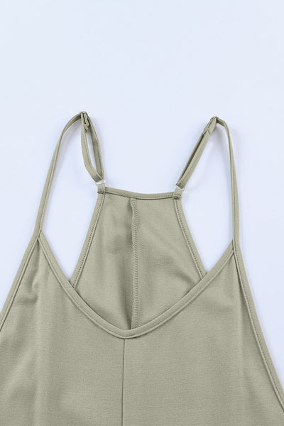 Solid Wide-Leg Spaghetti Strap Casual Jumpsuit