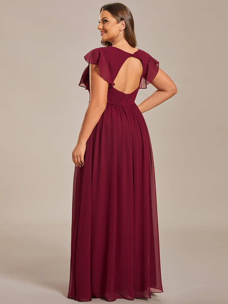 Sophisticated Plus Size Chiffon A-Line Bridesmaid Dress with Back Detail