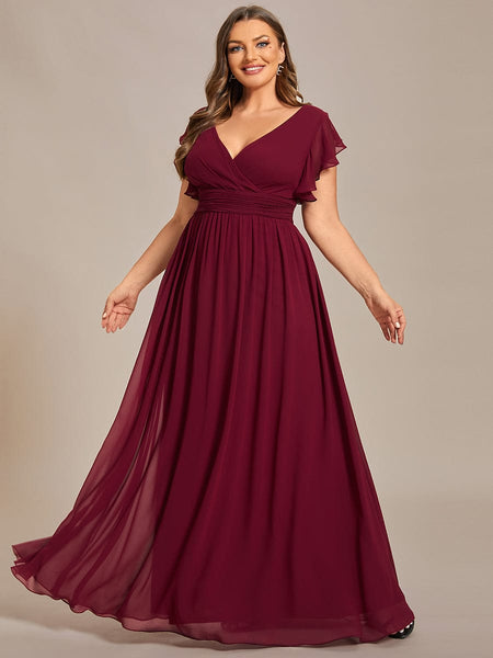 Sophisticated Plus Size Chiffon A-Line Bridesmaid Dress with Back Detail