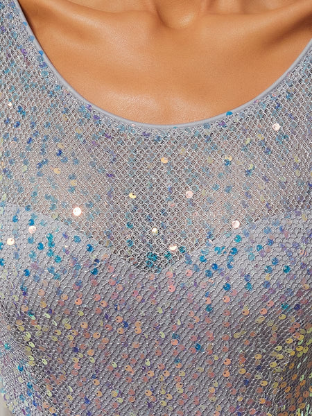Sophisticated Sequined Patchwork A-Line Evening Gown