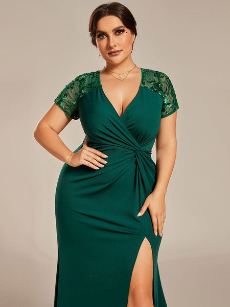 Sophistication Series: Deep-V Applique Detail Evening Gown