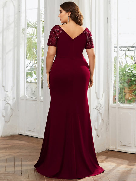 Sophistication Series: Deep-V Applique Detail Evening Gown