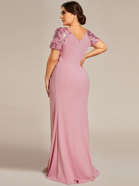 Sophistication Series: Deep-V Applique Detail Evening Gown