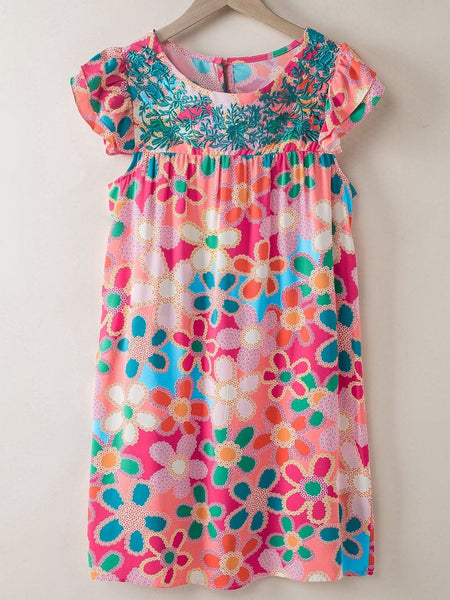 Women's Southern Belle Floral Print Ruffle Sleeve Mini Dress
