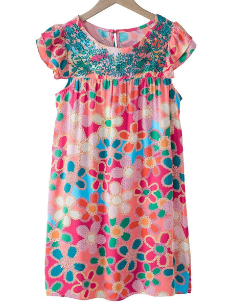 Women's Southern Belle Floral Print Ruffle Sleeve Mini Dress