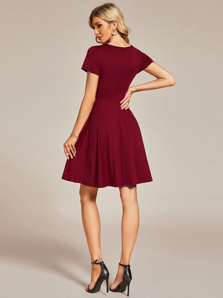 Women's Sparkling Rhinestone Round Neck Mini Homecoming Cocktail Dress