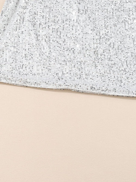 Deep V-Neck Sequined Long Sleeve Wide-Leg Jumpsuit