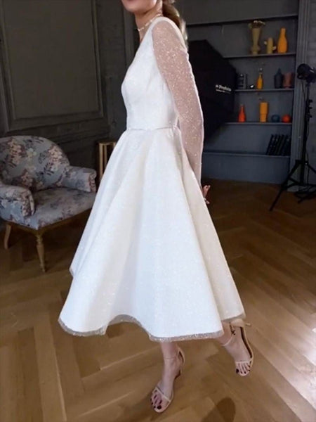 Sparkling V-Neck Long Sleeve Dress