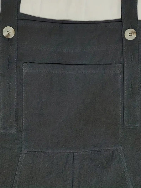 Spring and Summer Women's Casual Slant Pocket Jumpsuit with Buttons