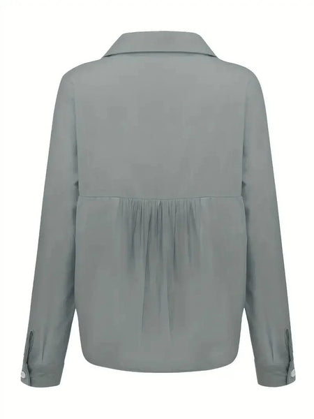 Spring & Fall Women's Linen Button-Up Shirt with Long Sleeves