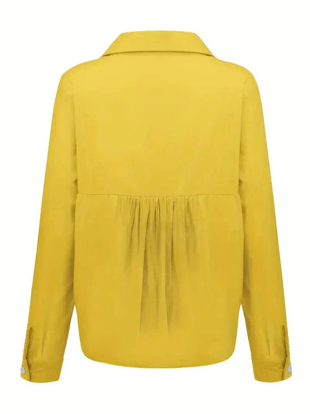 Spring & Fall Women's Linen Button-Up Shirt with Long Sleeves