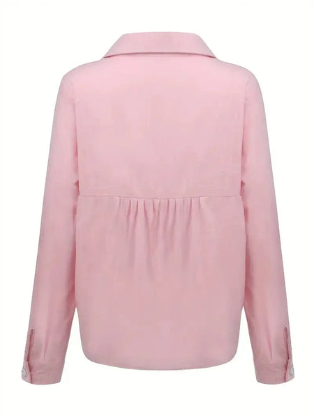 Spring & Fall Women's Linen Button-Up Shirt with Long Sleeves