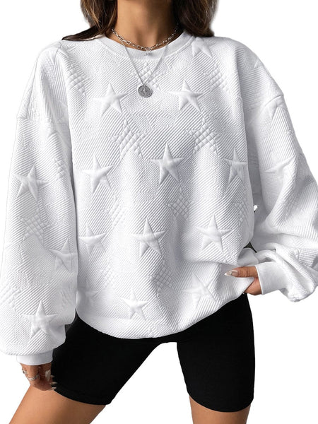 Starlight White Textured Crew Neck Sweatshirt