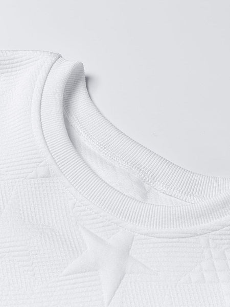 Starlight White Textured Crew Neck Sweatshirt