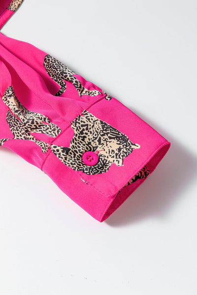 Women's Flirty Pink Cheetah Print Satin Pajamas